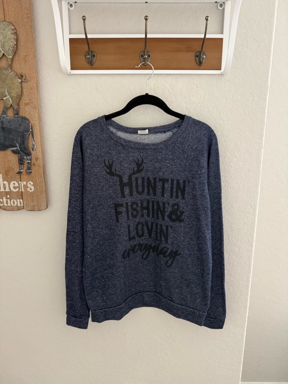 ColorBear Navy Heather Hunting Fishing Lovin Everyday Lightweight Sweatshirt